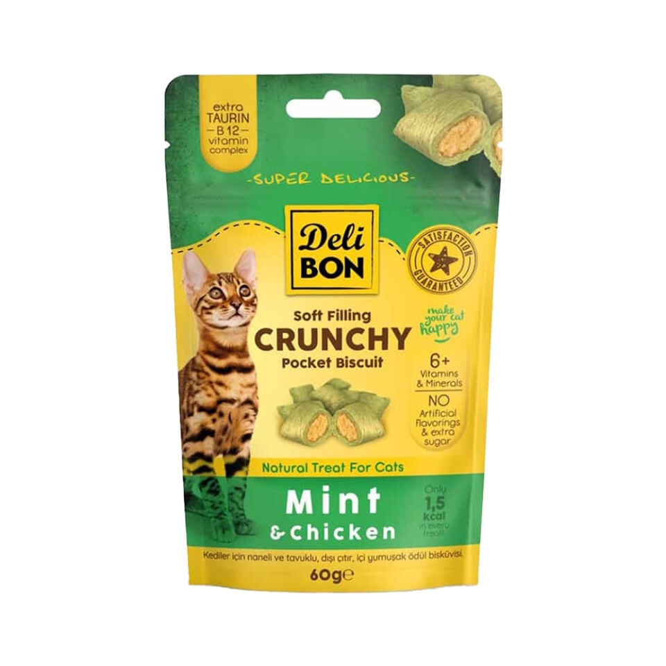 Deli Bon Crunchy Naneli ve Tavuk Etli Kedi Ödül Maması (60 g)