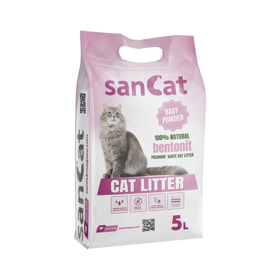 SanCat Bebek Pudralı İnce Taneli Kedi Kumu (5 L)