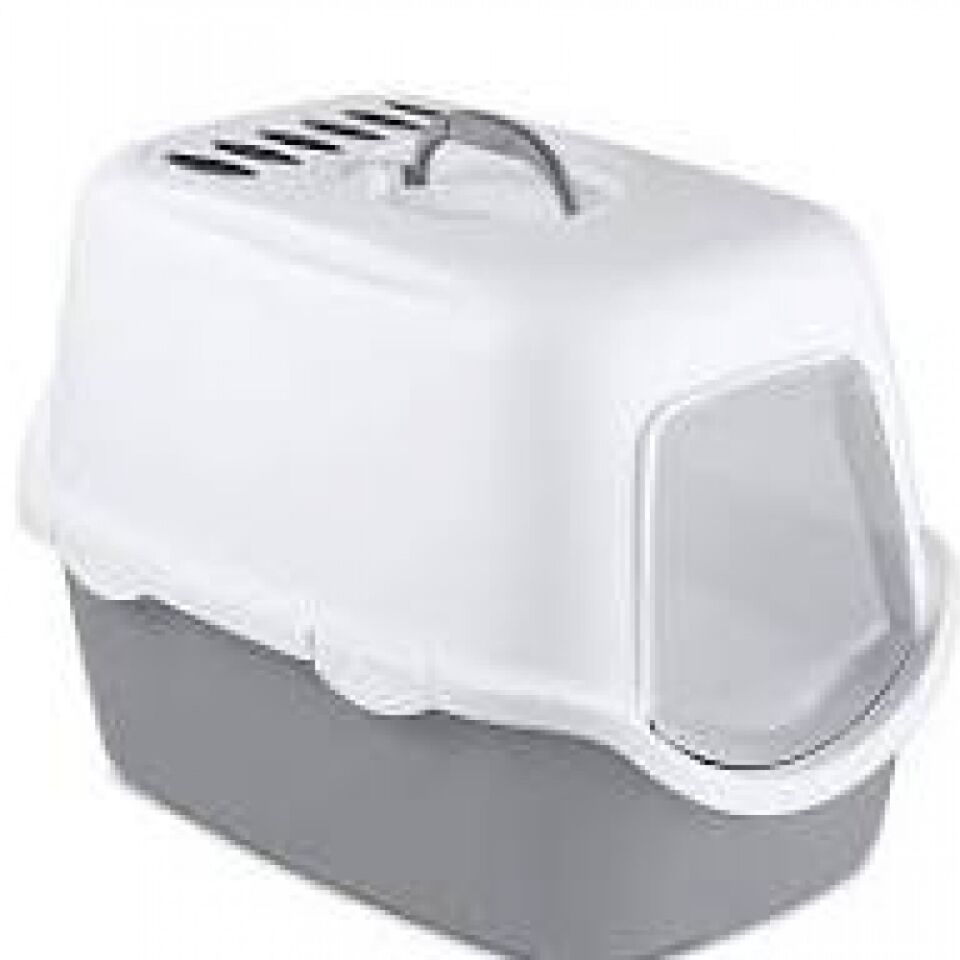 Stefanplast Cathy Filtreli Kapalı Beyaz Gri Kedi Tuvaleti (56 x 40 x 40 cm)
