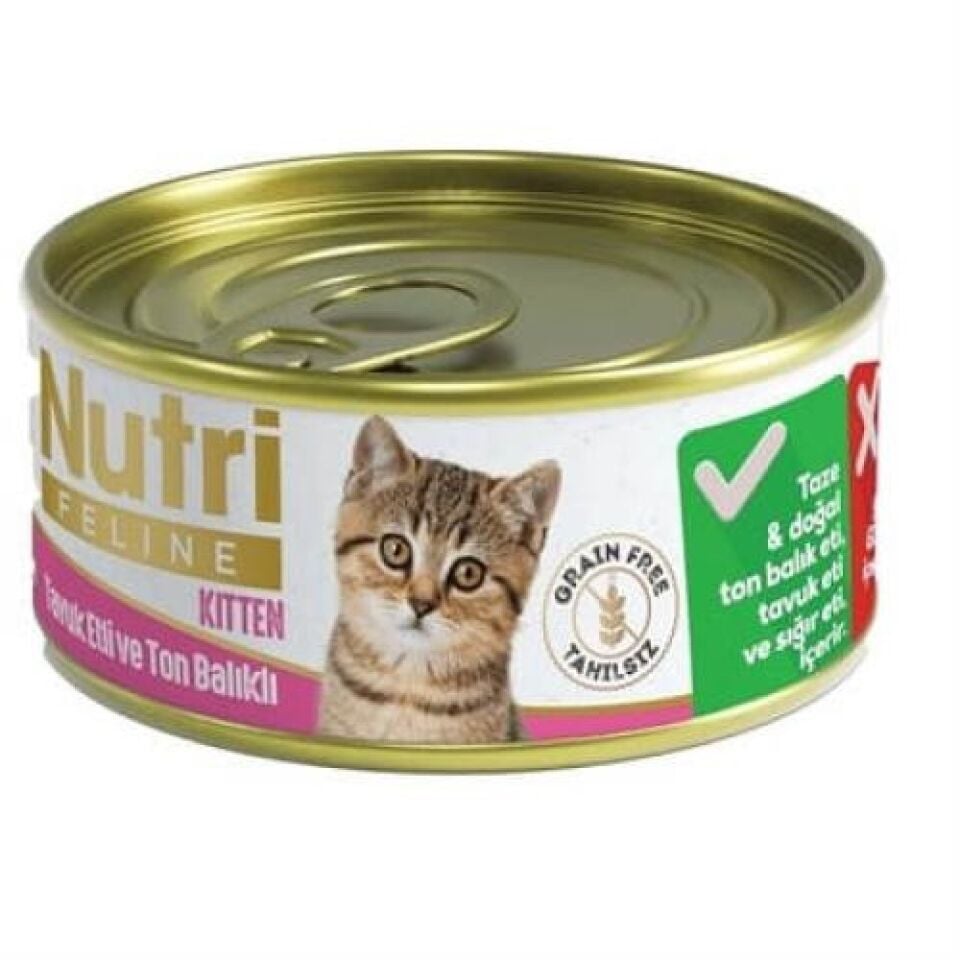 NUTRİ FELİNE KİTTEN TAVUKLU TON BALIKLI YAVRU KONSERVESİ 85 GR