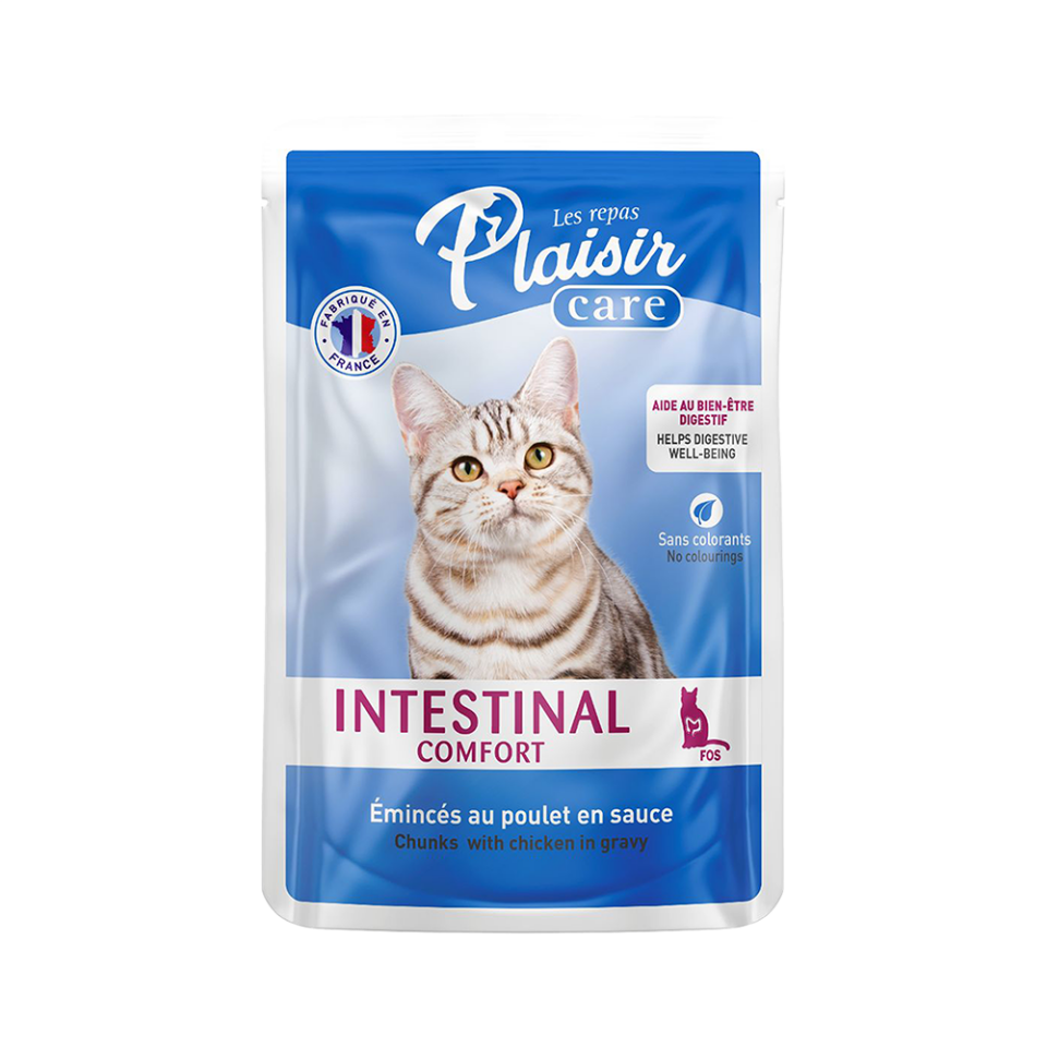 Plaisir Bağırsak Destekleyici Soslu ve Tavuk Parçalı Pouch Yaş Mama (85 g)