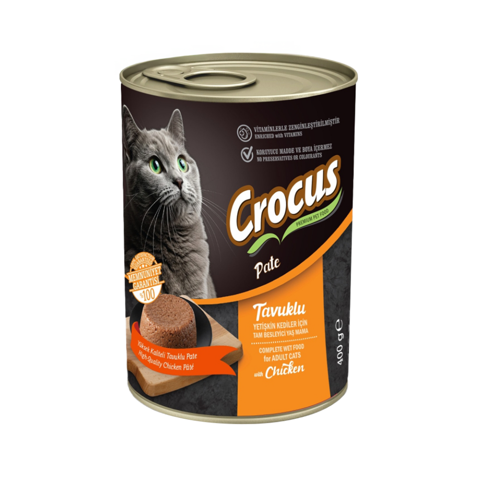 Crocus Yetişkin Kedi Tavuk Etli Pate Yaş Mama (400 g)