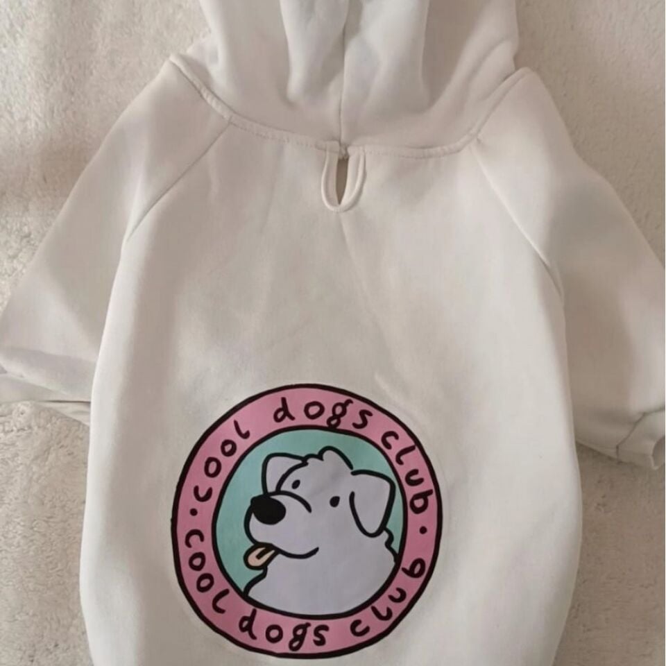 TASMA DELİKLİ SWEAT BEYAZ COOL DOGS CLUB- XXL