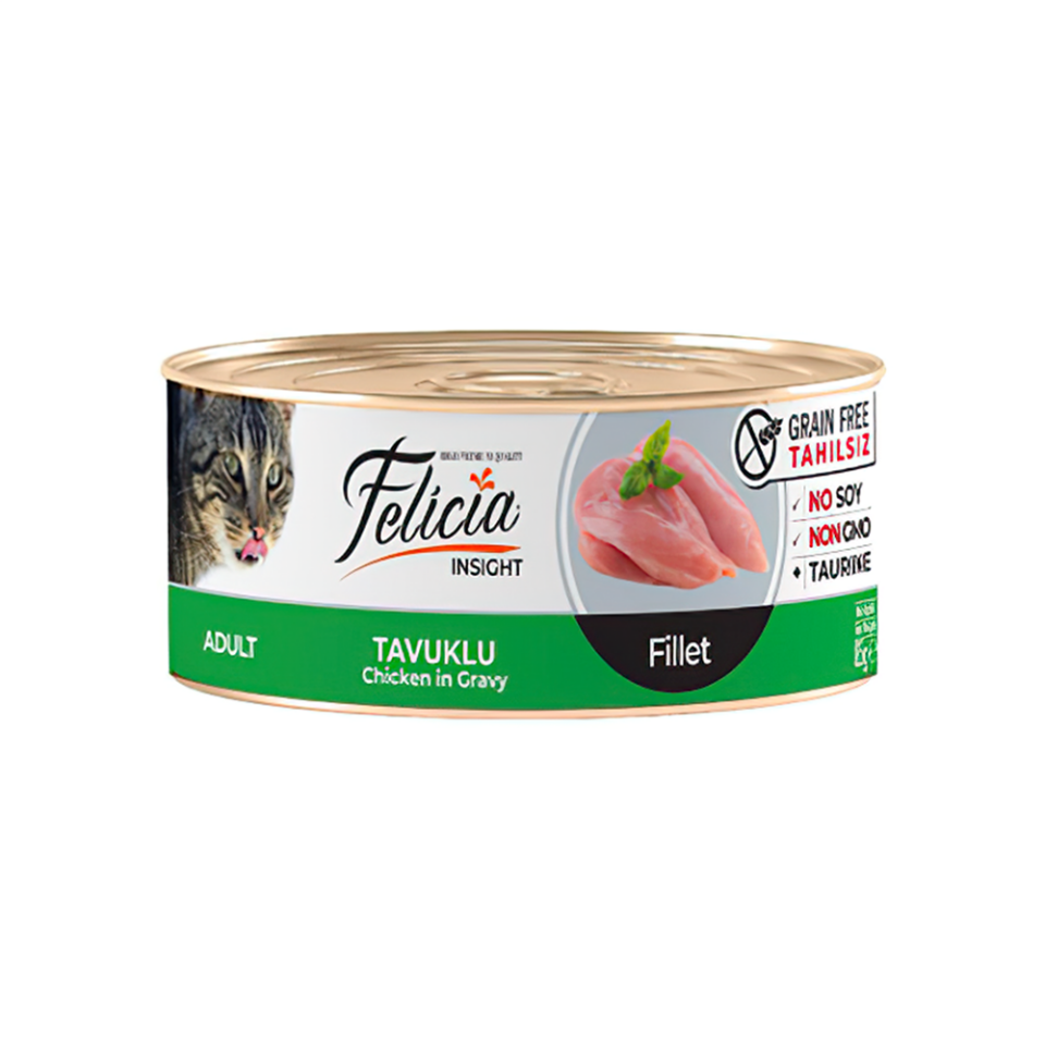 Felicia İnsight Tahılsız Tavuk Etli Fileto Yetişkin Kedi Konserve Maması (85 g)