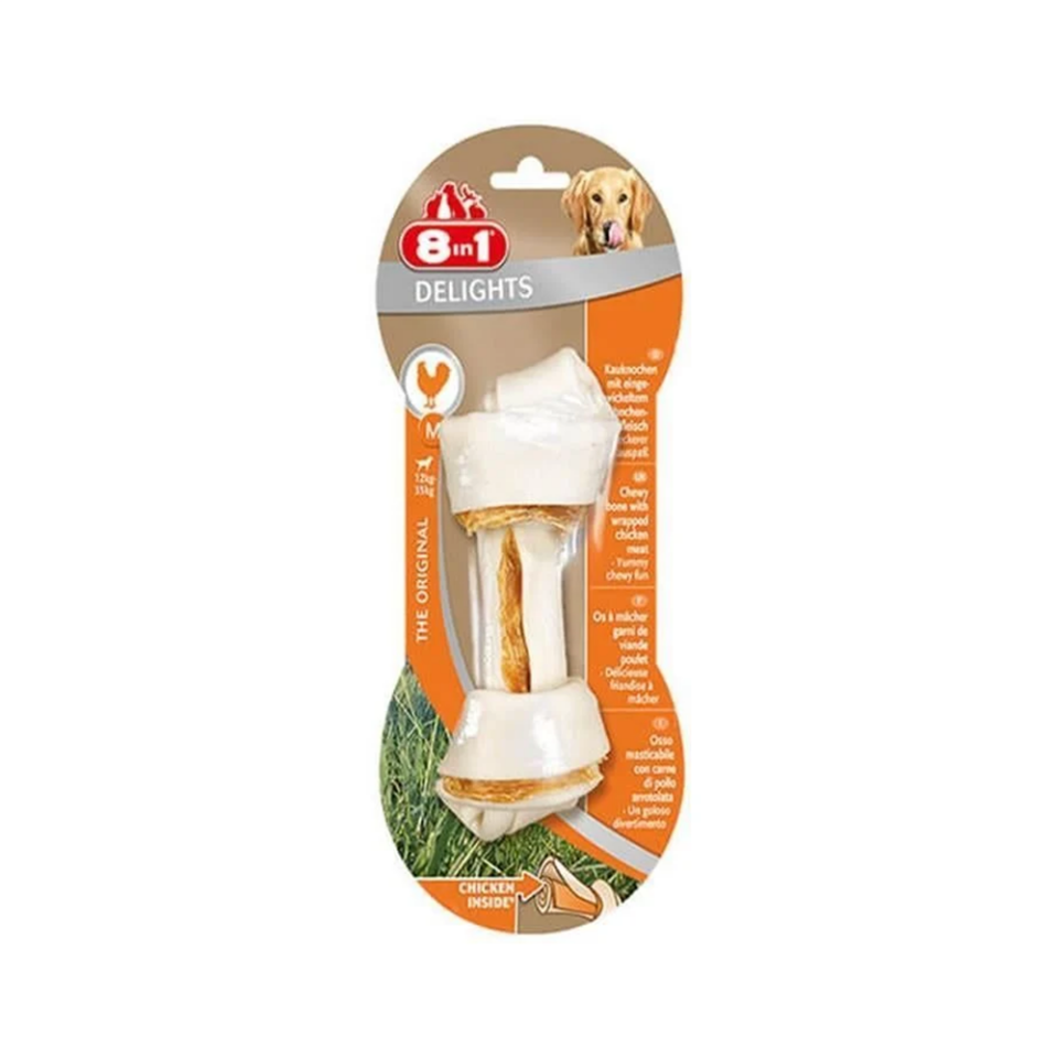 8in1 Delight Bones Tavuk Etli Burgu Köpek Çiğneme Kemiği S (35 g)