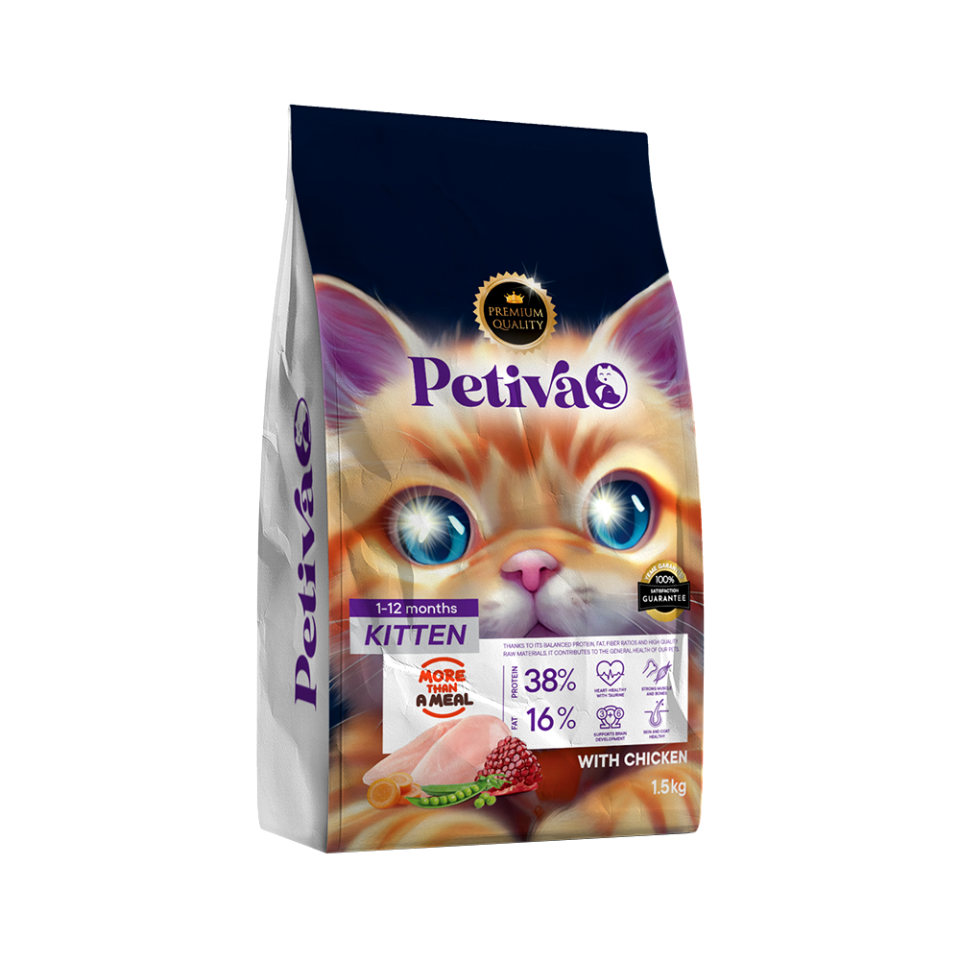 Petiva Tavuk Etli Yavru Kedi Maması (1,5 kg)