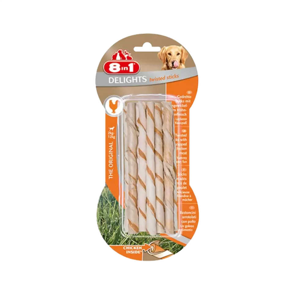 8in1 Delight Tavuk Etli Burgu Köpek Çiğneme Çubuğu (10'lu)