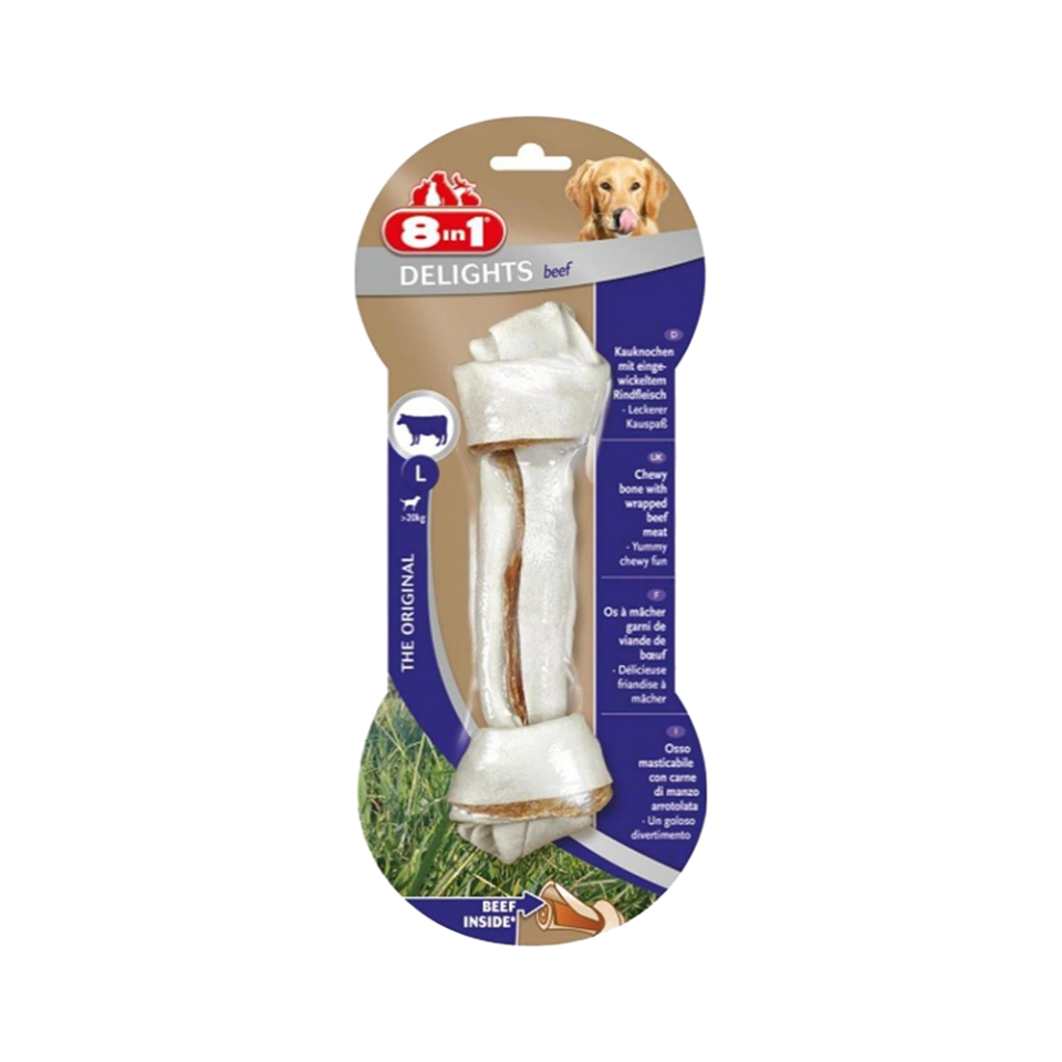 8in1 Delights Biftek Etli Burgu Köpek Çiğneme Kemiği L (85 g)