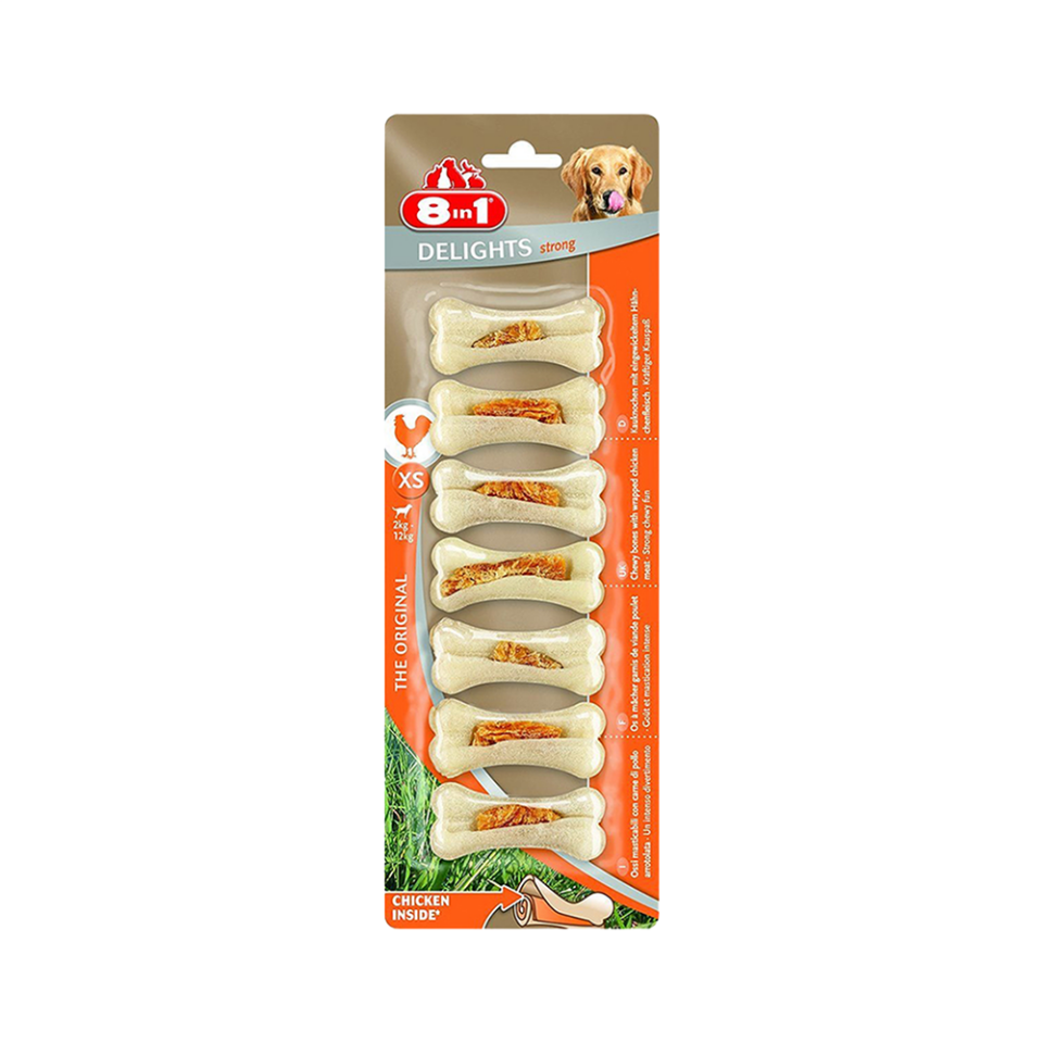 8in1 Delights Küçük Irk Köpek Tavuk Etli Ağız Bakım Kemiği XS (7'li)