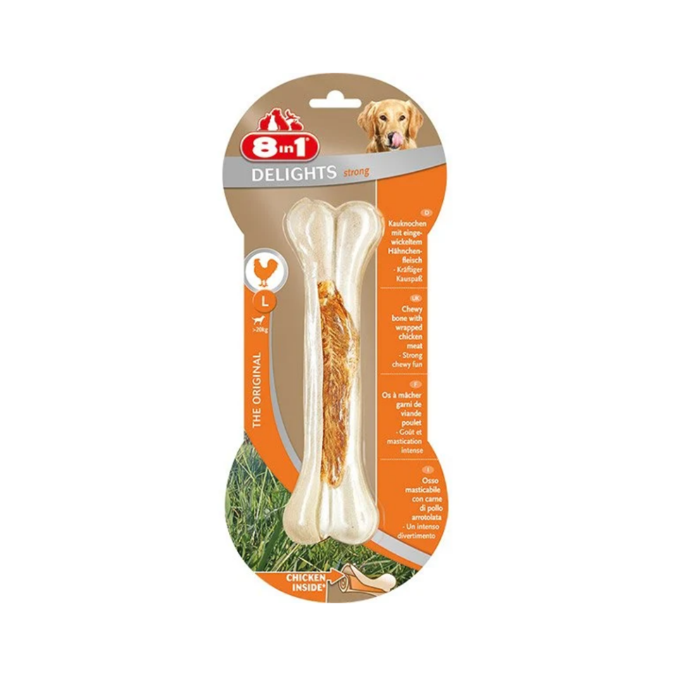 8in1 Delights Tavuk Etli Burgu Köpek Çiğneme Kemiği L (130 g)