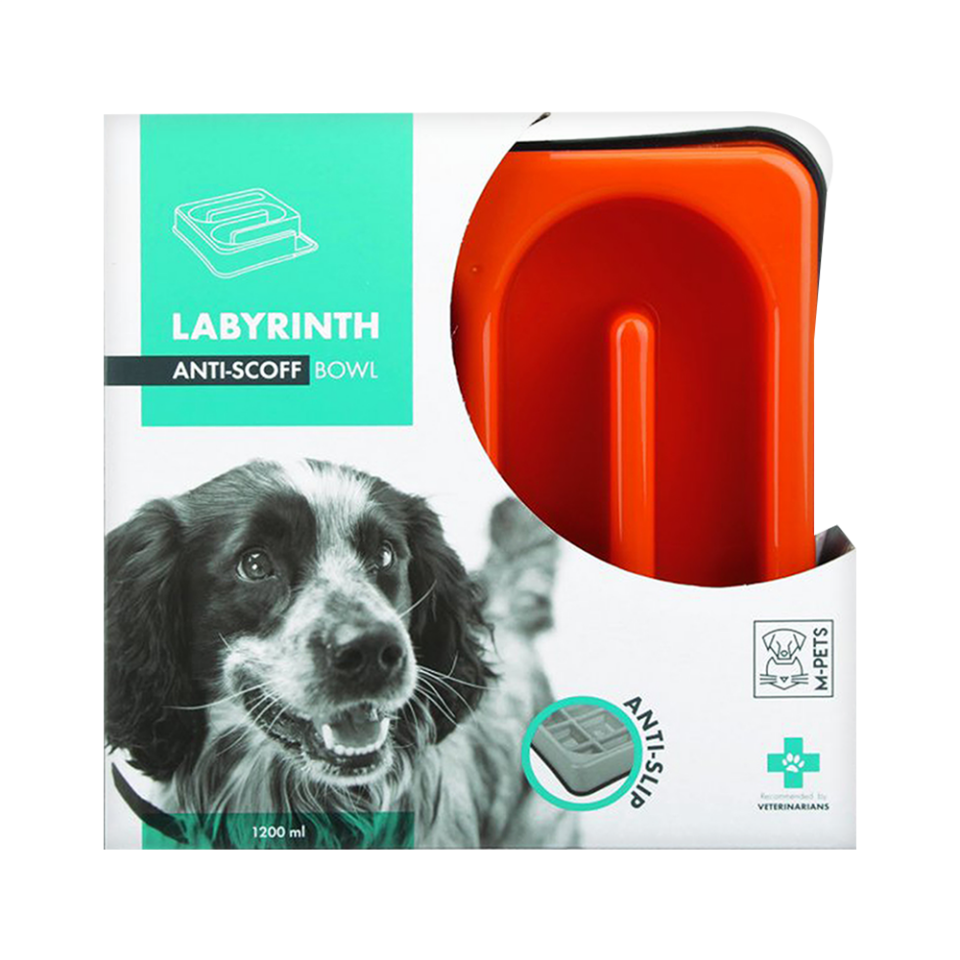 M-Pets Labrynth Turuncu Yavaş Yeme Mama Kabı (1,2 L)