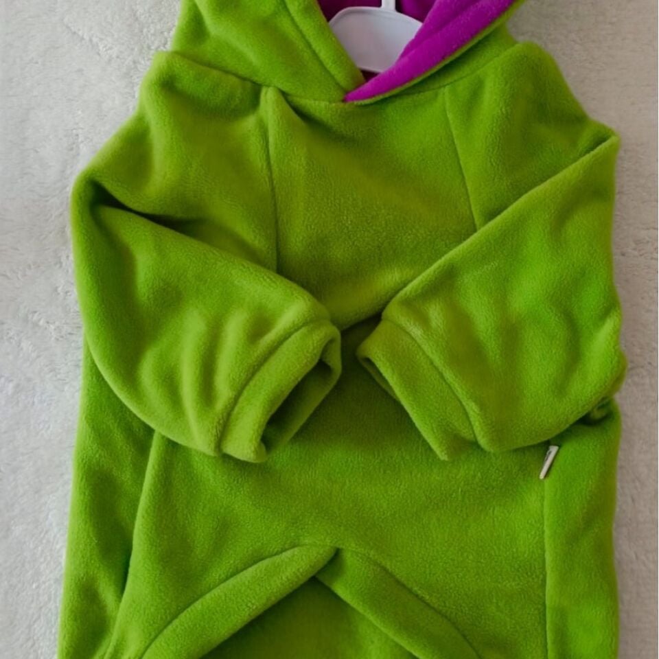 TASMA DELİKLİ SWEAT YEŞİL POLAR MOR KAPÜŞON-XXXL