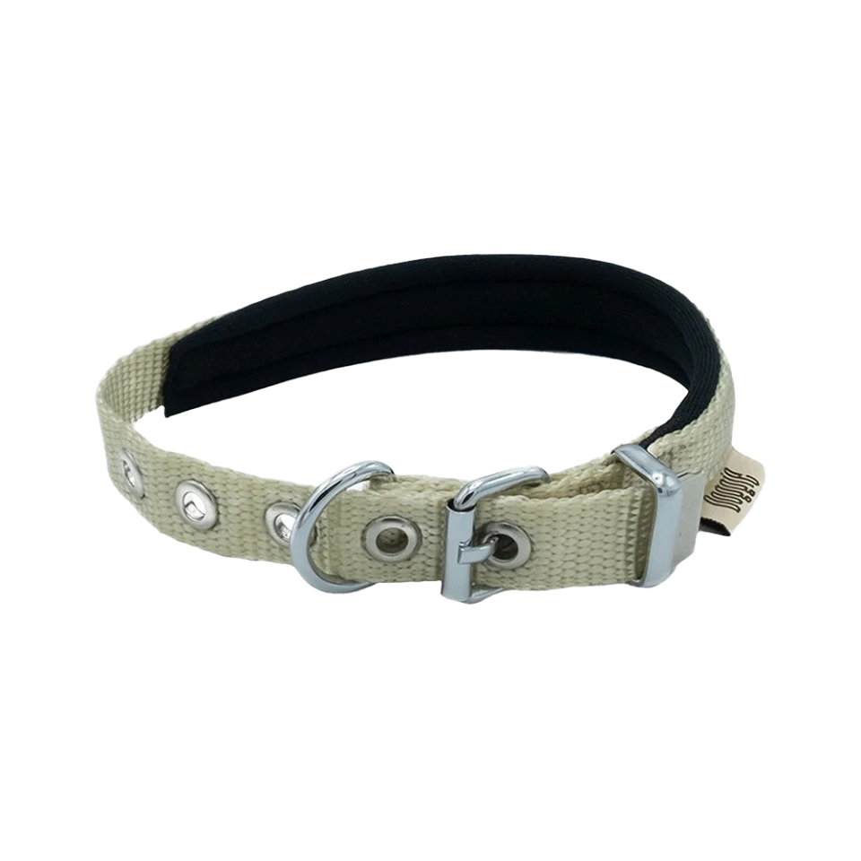 Doggie Dokuma Softlu Sade Köpek Boyun Tasması Haki (2,5 x 42 - 50 cm)