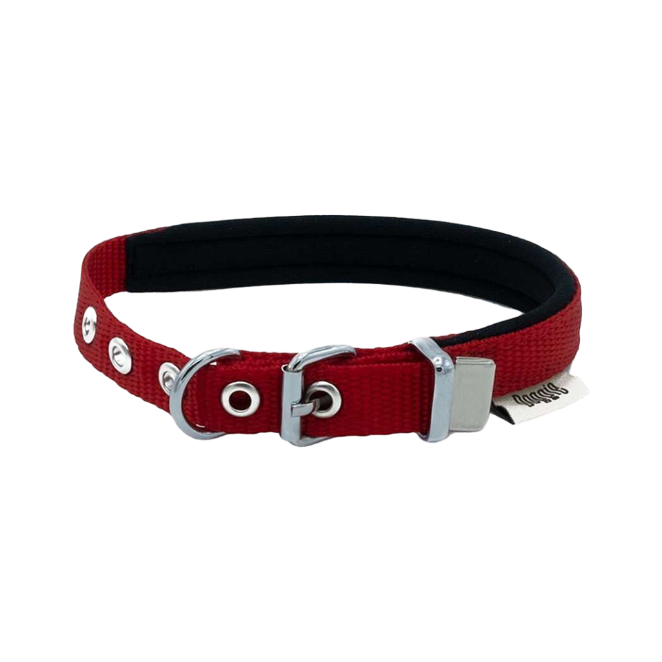 Doggie Dokuma Softlu Sade Köpek Boyun Tasması Kırmızı (2,5 x 42 - 50 cm)