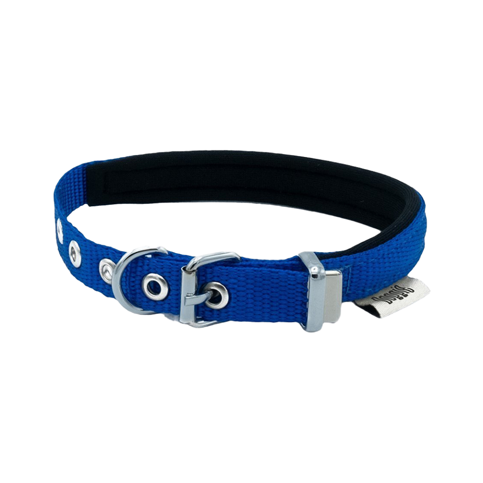 Doggie Dokuma Softlu Sade Köpek Boyun Tasması Mavi (3 x 47 - 55 cm)