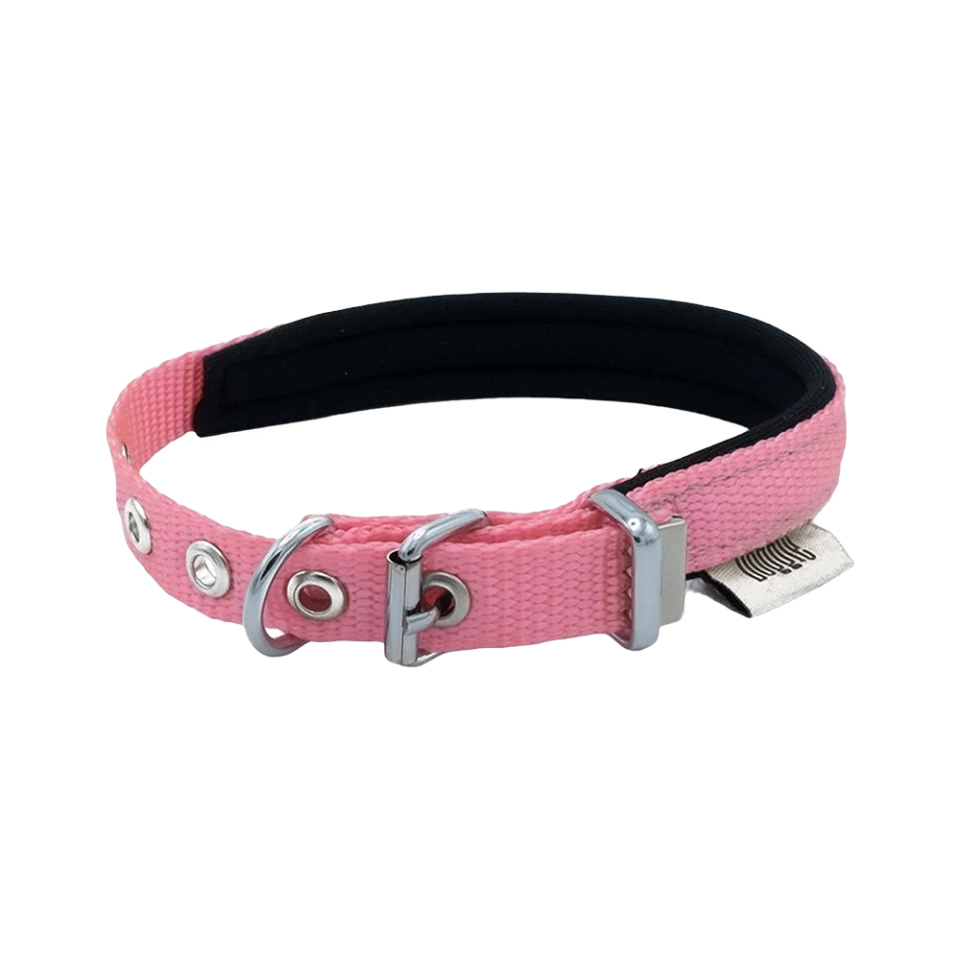 Doggie Dokuma Softlu Sade Köpek Boyun Tasması Pembe (1,5 x 25 - 30 cm)