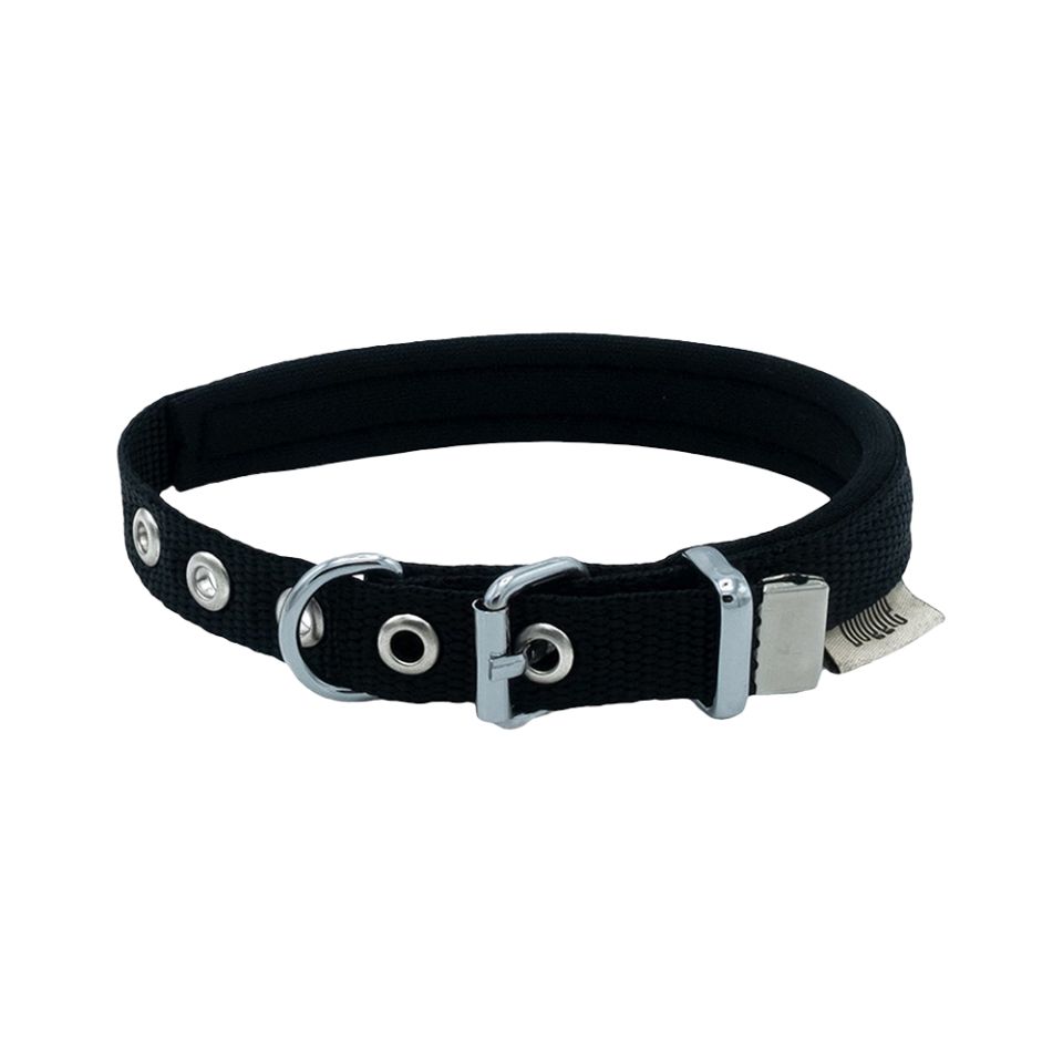Doggie Dokuma Softlu Sade Köpek Boyun Tasması Siyah (2,5 x 42 - 50 cm)