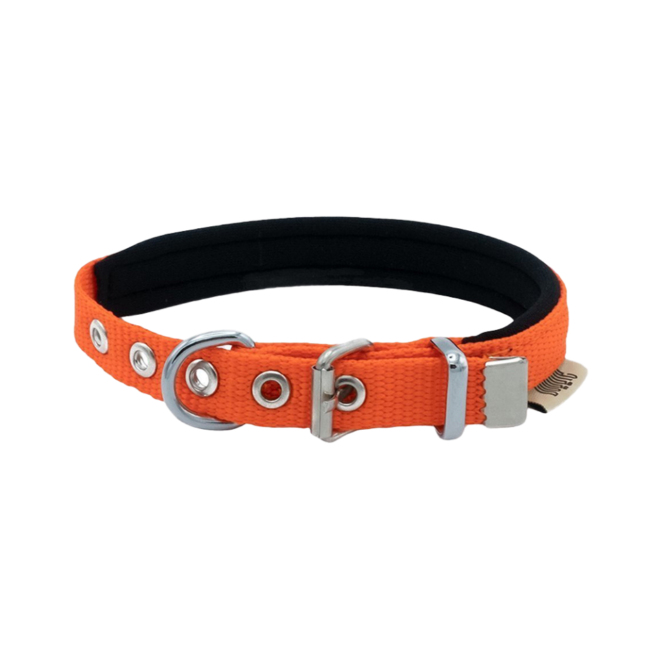 Doggie Konforlu Dokumadan El Yapımı Köpek Boyun Tasması Turuncu (1,5 x 20 - 25 cm)