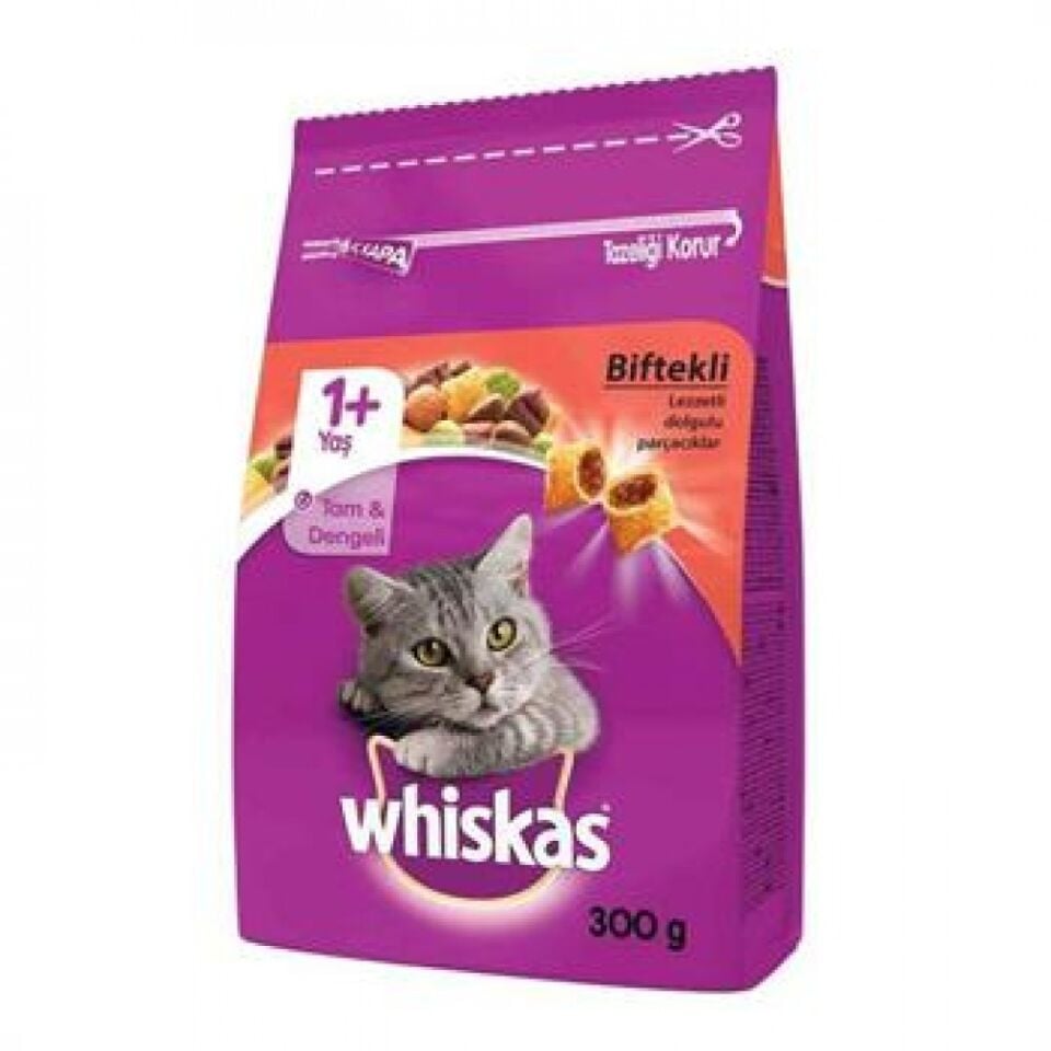 Whiskas Biftek ve Havuç Yetişkin Kedi Maması (300 g)